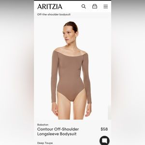 Aritzia Babaton off shoulder bodysuit Deep Taupe